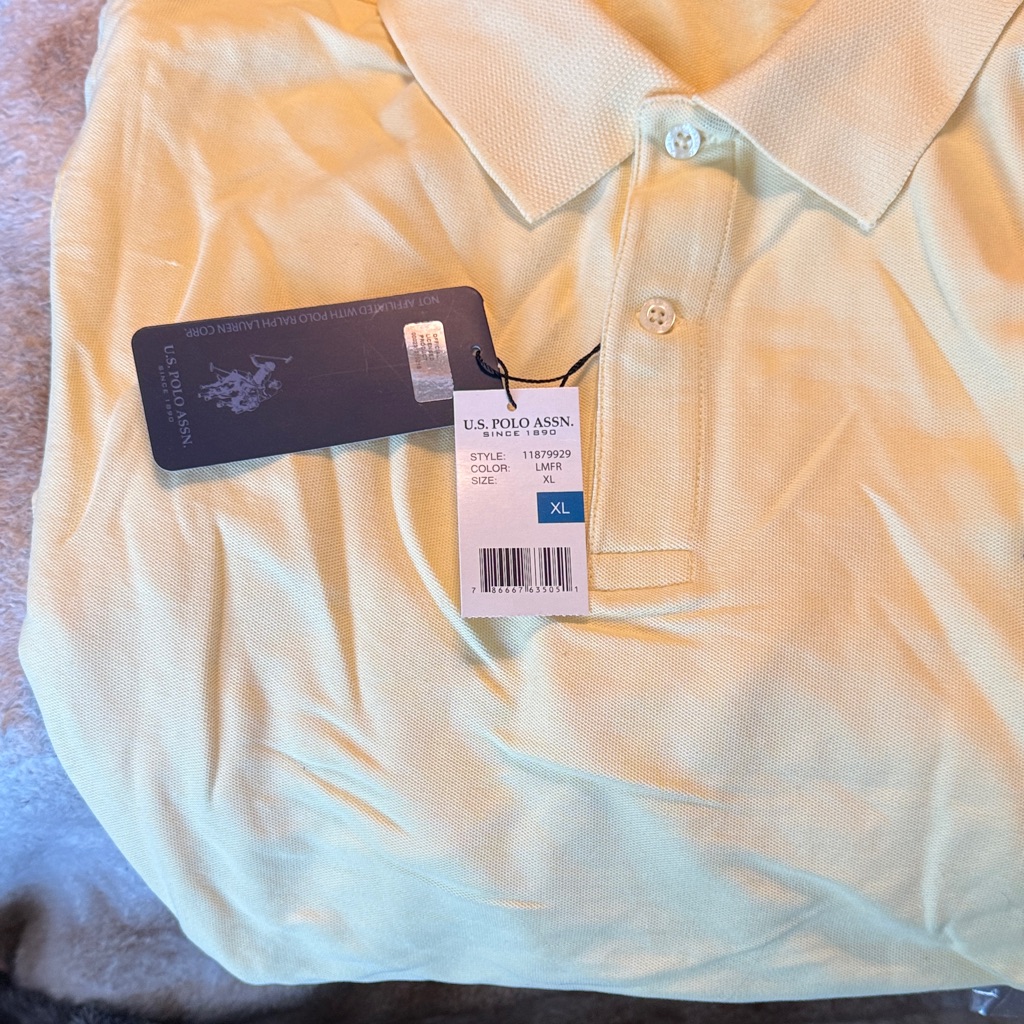 US Polo Assn Light Yellow Mens Polo Shirt